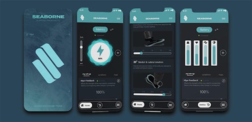 An image of three phones displaying an app.