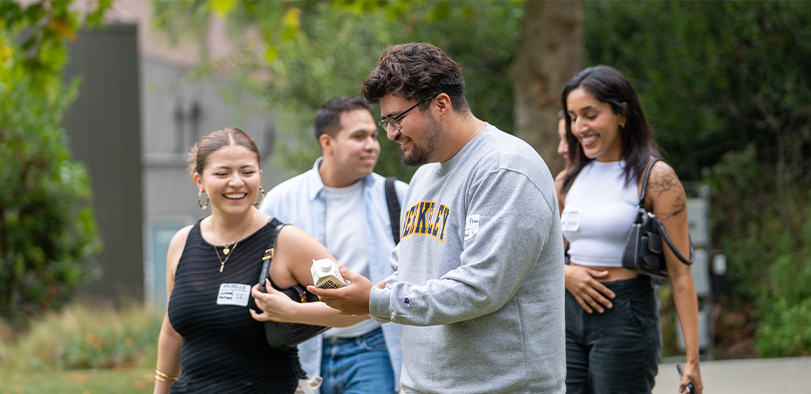 A photo of students chatting.