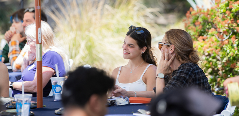 A photo of students at orientation.