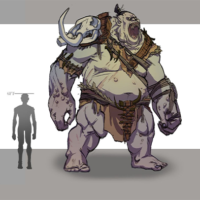 A character sheet of an angry green ogre.