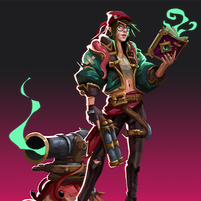 A digital painting of a person in armor and a crab in armor.