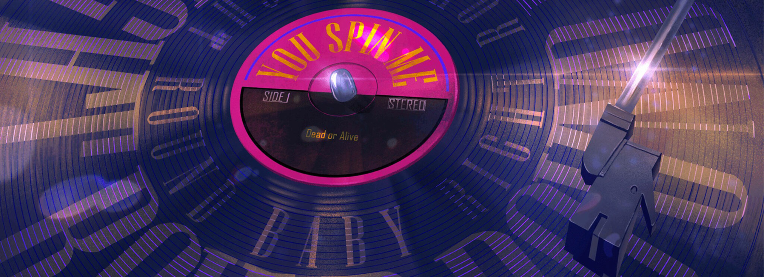 An illustration of a purple music record.