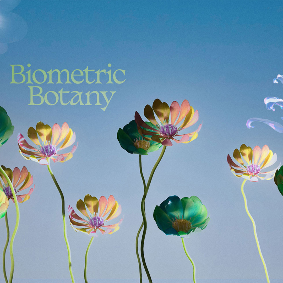 A graphic of a blue sky with multiple colorful poppy flowers. It reads "Biometric Botany."