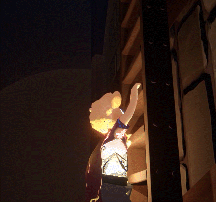 A gif of a game character running up a wall.
