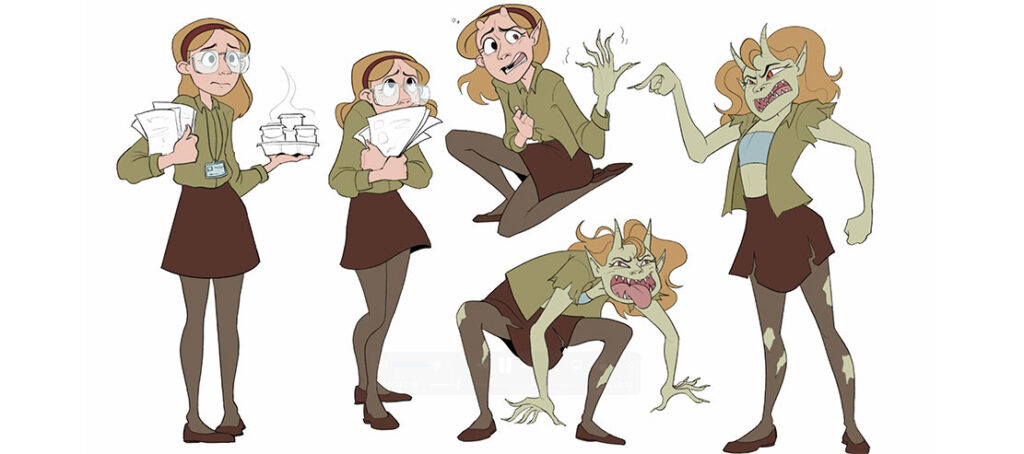 A character sheet of a person turning into a monster.