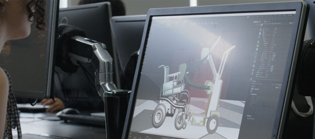 A photo of a person working at a computer