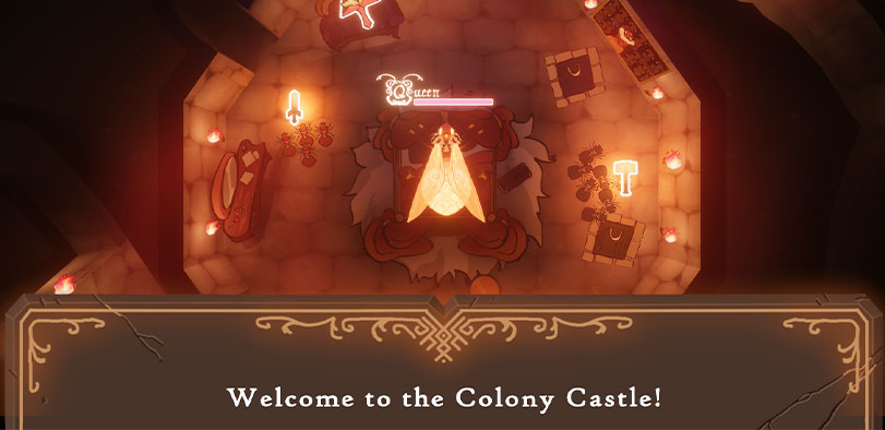 A graphic of an orange and brown game with a moth