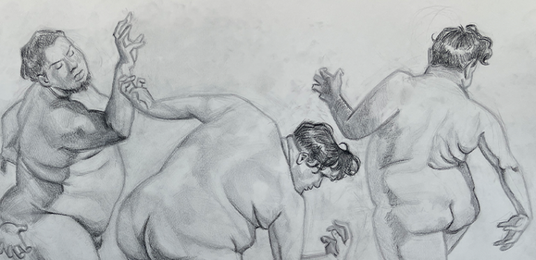 A sketch of a man in different poses.