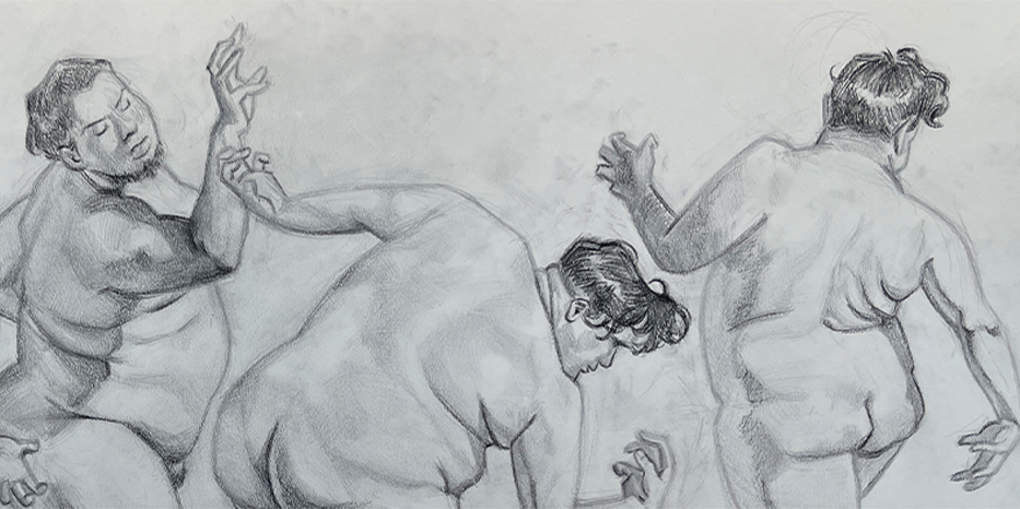 A sketch of a man in different poses.