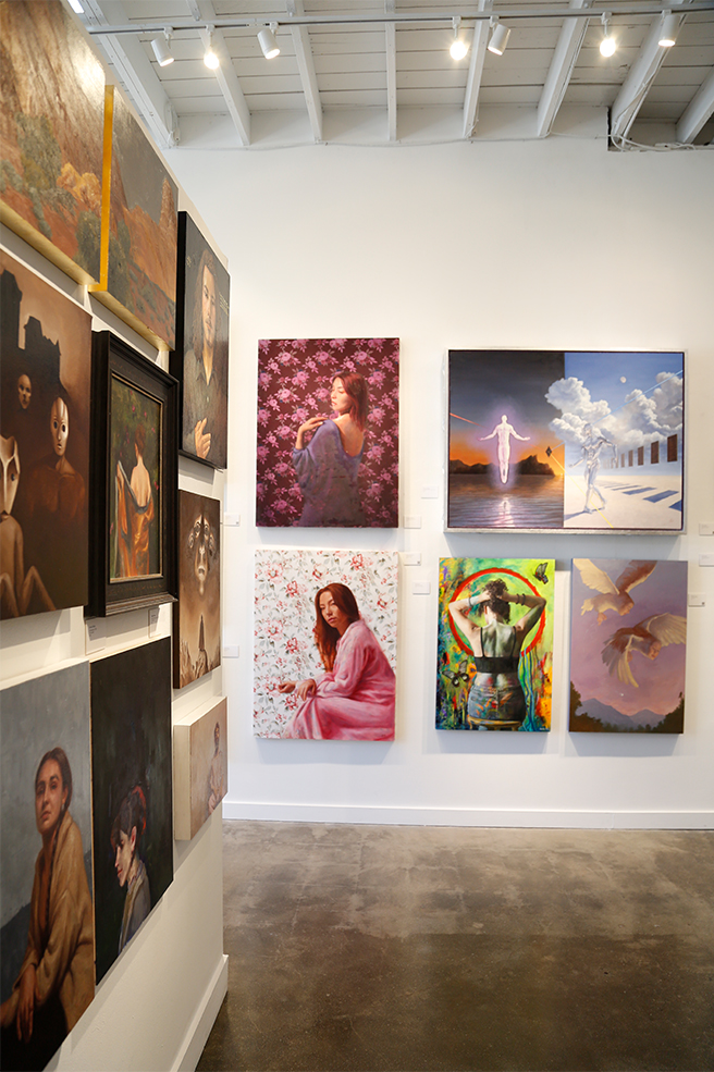 A photo of the gallery walls at the LCAD Gallery.